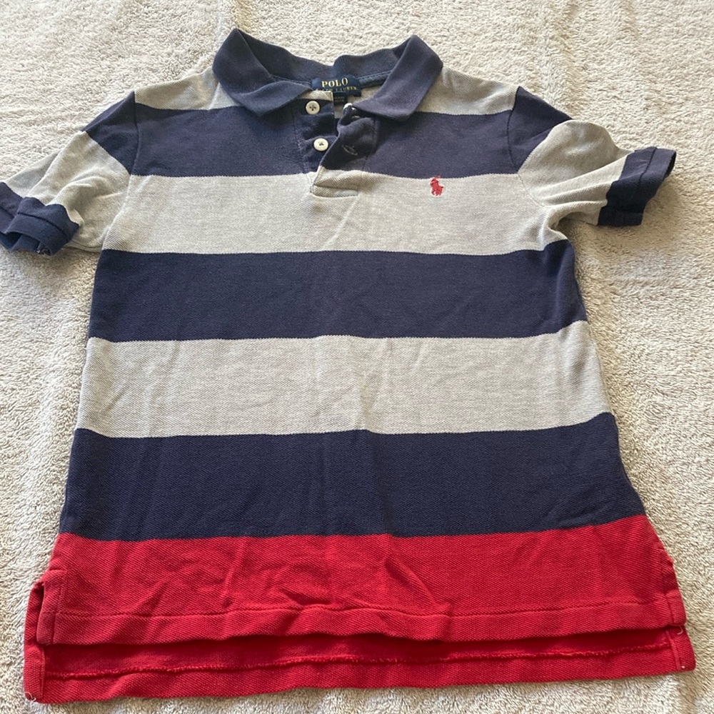 Polo by Ralph Lauren Kids Striped Navy and Red Shirt